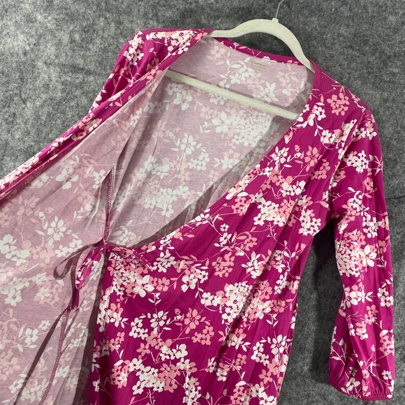 Garnet Hill Mini Dress XS Pink Floral Wrap V-Neck - Picture 3 of 10